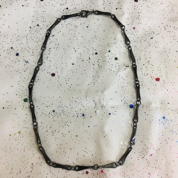 Men's Black Metal Chain Link Necklace - Picture 1 of 3